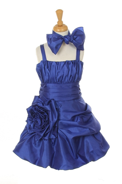 short royal blue girls pick up dress